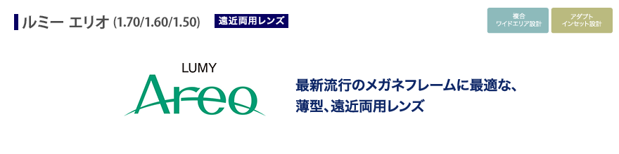 最新流行のメガネフレームに最適な、薄型、遠近両用レンズ