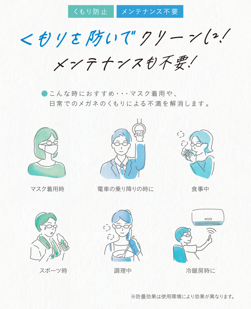 くもりを防いでクリーンに！メンテナンスも不要！